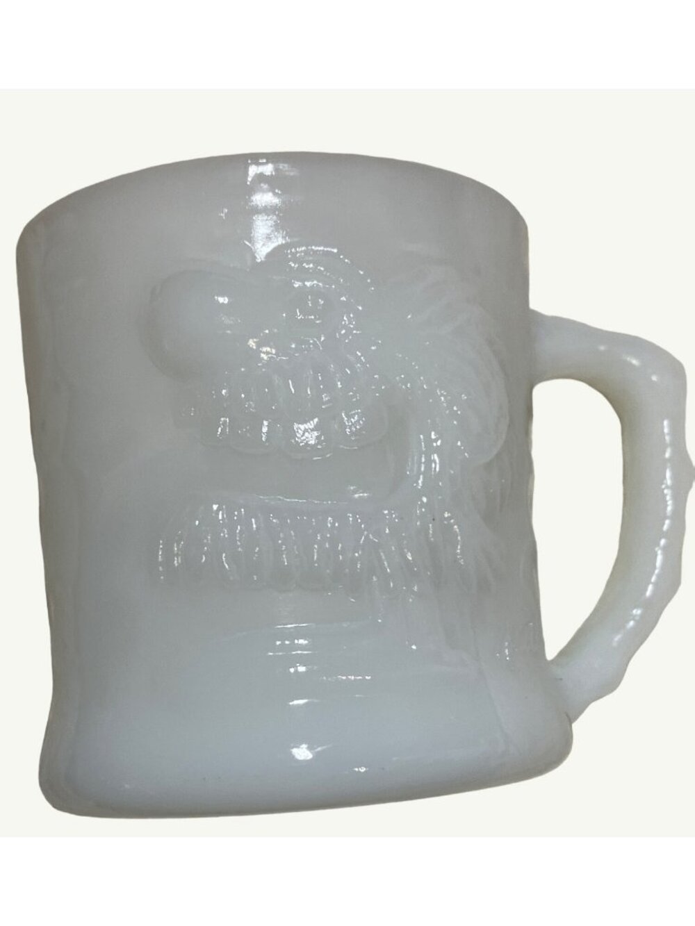 Grog White Milk Glass Mug 1970's BC Comics Johnny Hart Caveman Cup Vintage